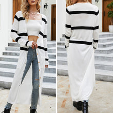 Load image into Gallery viewer, Women&#39;s Long Maxi Cardigan Loose Sweater Coat Striped Pockets Drape Lightweight Button Long Sleeve Knit Outwear Cardigan Sweater