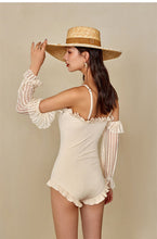 Load image into Gallery viewer, Women&#39;s Long Sleeve One Piece Swimwear Summer Beach Bathing Suit Solid Monokini V-Back Swimsuit Padded Beachwear Korea Style