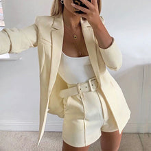 Load image into Gallery viewer, Women&#39;s Office Suit Shorts Sets Ladies Party High Waist Fashion Suits With Shorts Simple Solid Color Suit 2 Piece Set Blazer