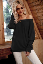 Load image into Gallery viewer, Women&#39;s Pullover Sexy Off Shoulder Bat Sleeve Threaded T-Shirt Top Solid Color Pullover Women&#39;s Leisure Long Sleeve Sweater