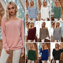 Load image into Gallery viewer, Women&#39;s Pullover Sexy Off Shoulder Bat Sleeve Threaded T-Shirt Top Solid Color Pullover Women&#39;s Leisure Long Sleeve Sweater