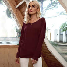 Load image into Gallery viewer, Women&#39;s Pullover Sexy Off Shoulder Bat Sleeve Threaded T-Shirt Top Solid Color Pullover Women&#39;s Leisure Long Sleeve Sweater