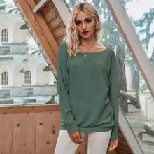 Load image into Gallery viewer, Women&#39;s Pullover Sexy Off Shoulder Bat Sleeve Threaded T-Shirt Top Solid Color Pullover Women&#39;s Leisure Long Sleeve Sweater