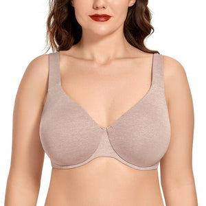 Women&#39;s Seamless Minimizer Bra Full Coverage Underwire Unlined Cup Plus Size Smooth Wide Straps Solid Lingerie D DD E F G