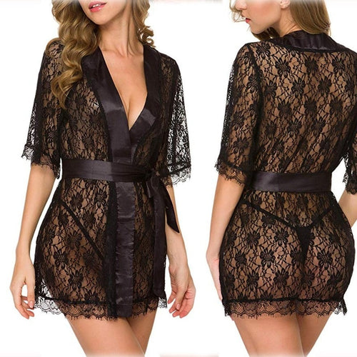 Women's  Sexy Hollow Pajamas Suit Lace Black Sexy Pajamas Plus Size Lingerie Lace Lingerie Sexy Costumes Exotic Lingerie Erotic