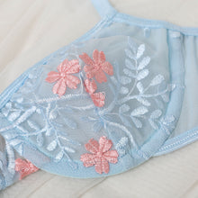 Load image into Gallery viewer, Women Sexy Lingerie Flower Embroidered Underwear Lace Bra And Thong Erotic Costumes Sensual Lingerie Bra and Thong Sets
