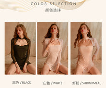 Load image into Gallery viewer, Women&#39;s Sexy Nightdress Thong Suit Femme Underwear Slim Retro Strap Cheongsam-style Uniform Ice Silk Gauze Babydoll Dress Erotic
