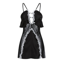 Load image into Gallery viewer, Women Sexy Nightgown Satin Gauze Lace Mini Nightdress Halter Hollow Backless Translucence Sleepwear Girls Cute Home Dress