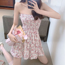 Load image into Gallery viewer, Women&#39;s Sexy Strapless corset floral mini dress Summer Sleeveless chest wrap seaside holiday casual beach dresses for women 2022