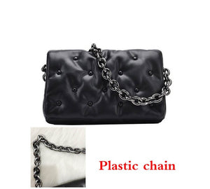 Women's Shoulder Bags 2020 Denim Quailty Thick Metal Chain Shoulder Purses And Handbag Women Clutch Bags Ladies Armpit Bag