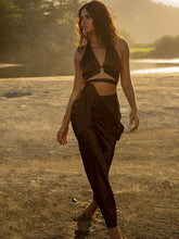 Load image into Gallery viewer, Women&#39;s Skirt 2 Piece Set 2022 Summer Sexy Halter Hollow Tops+classic Slip Maxi Skirt Sets Green Satin Partywear Beach Outfits