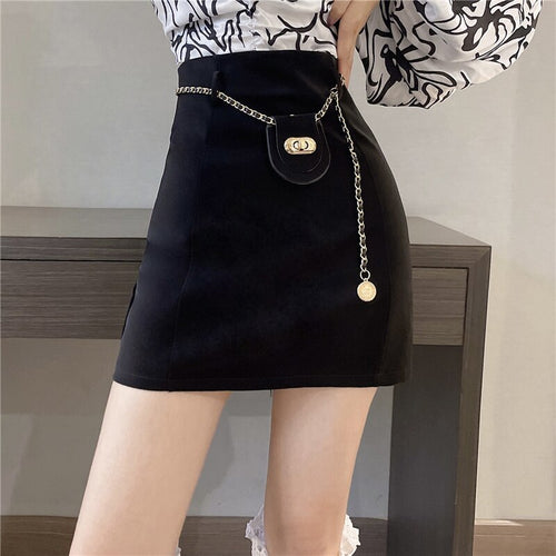 Women's Skirt 2021 New Niche Anti-Aging Fashion Korean Style Versatile Solid Color High Waist Slimming PU Leather Hip Skirt