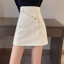 Load image into Gallery viewer, Women&#39;s Skirt 2021 New Niche Anti-Aging Fashion Korean Style Versatile Solid Color High Waist Slimming PU Leather Hip Skirt