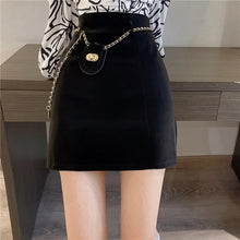 Load image into Gallery viewer, Women&#39;s Skirt 2021 New Niche Anti-Aging Fashion Korean Style Versatile Solid Color High Waist Slimming PU Leather Hip Skirt