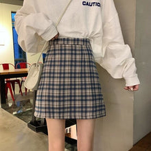 Load image into Gallery viewer, Women&#39;s Skirt Spring and Autumn  Latest A- line Sheath Skirt High Waist Slimming Cover Vintage BM Plaid Skirt Summer