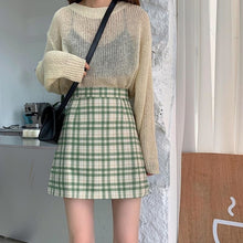 Load image into Gallery viewer, Women&#39;s Skirt Spring and Autumn  Latest A- line Sheath Skirt High Waist Slimming Cover Vintage BM Plaid Skirt Summer