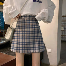 Load image into Gallery viewer, Women&#39;s Skirt Spring and Autumn  Latest A- line Sheath Skirt High Waist Slimming Cover Vintage BM Plaid Skirt Summer