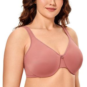 Women&#39;s Smooth Minimizer Bra Full Coverage Underwire Seamless No Padded Plus Size Bras Solid Backless D DD E F