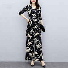 Load image into Gallery viewer, Women's Suit Casual Summer Two Piece 2021 New Fashion Slim Wide Leg Long Pant Half Sleeve Crop Top Korean Style Printed Outfits
