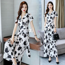 Load image into Gallery viewer, Women's Suit Casual Summer Two Piece 2021 New Fashion Slim Wide Leg Long Pant Half Sleeve Crop Top Korean Style Printed Outfits