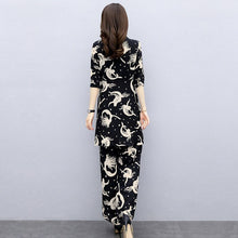 Load image into Gallery viewer, Women's Suit Casual Summer Two Piece 2021 New Fashion Slim Wide Leg Long Pant Half Sleeve Crop Top Korean Style Printed Outfits