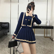 Load image into Gallery viewer, Women&#39;s Suit Double-breasted Jacket + High-Waist A-Line Pleated Skirt Two-piece Suit/Sets M-4XL Female Sets