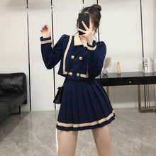 Load image into Gallery viewer, Women&#39;s Suit Double-breasted Jacket + High-Waist A-Line Pleated Skirt Two-piece Suit/Sets M-4XL Female Sets