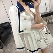 Load image into Gallery viewer, Women&#39;s Suit Double-breasted Jacket + High-Waist A-Line Pleated Skirt Two-piece Suit/Sets M-4XL Female Sets