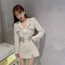 Load image into Gallery viewer, Women&#39;s Suits Winter New Fashion White Woolen Short Coat + High Waist A-Line Skirt Two-Piece Sets