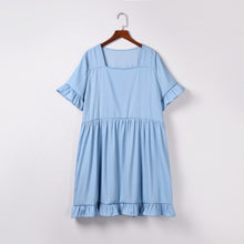 Load image into Gallery viewer, Women&#39;s Summer Fashion Denim Ruffles Short Sleeve Loose Mini Dress Women Blue Short Dress vestido de mujer платье летнее 2021