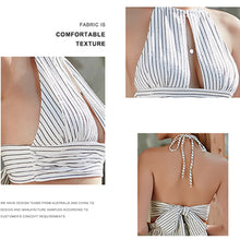 Load image into Gallery viewer, Women&#39;s Summer Sexy White Hollow Out Shorts Sets 2021 Fashion Striped Lace Up Backless Tops Shorts Set Women Two Piece Set Women