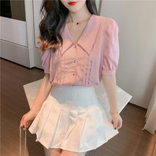 Load image into Gallery viewer, Women's Summer Wear New Trend In 2021 Chiffon Shirt Blouse Short Sleeve Fairy Foreign Style Blouse Fashion Temperament