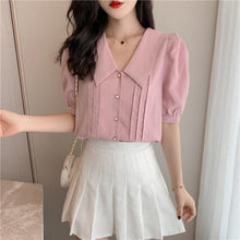 Load image into Gallery viewer, Women's Summer Wear New Trend In 2021 Chiffon Shirt Blouse Short Sleeve Fairy Foreign Style Blouse Fashion Temperament
