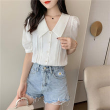 Load image into Gallery viewer, Women's Summer Wear New Trend In 2021 Chiffon Shirt Blouse Short Sleeve Fairy Foreign Style Blouse Fashion Temperament