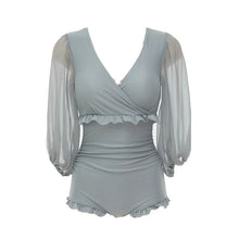 Load image into Gallery viewer, Women&#39;s Swimwear One-Piece Swimsuit Women Piece Swimsuits Swim Rashguard Female Covering Chiffon Long Sleeve Solid Swimming Suit