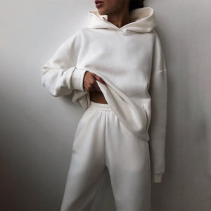 Women's Tracksuit 2021 Spring Solid Long Sleeve Oversizd Hoodies Causual Sweatshirt Long Pants Suits Set Female Sweatsuits