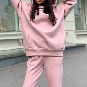 Women's Tracksuit 2021 Spring Solid Long Sleeve Oversizd Hoodies Causual Sweatshirt Long Pants Suits Set Female Sweatsuits