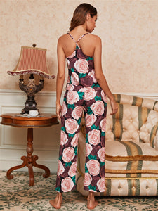 Women&#39;s Two Piece Pajamas Sexy Spaghetti Vest Pant Set Sleepwear Comfy Pyjamas Gorgeous Printed Homewear