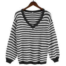 Load image into Gallery viewer, Women&#39;s V-neck loose Top Sweaters Spring Autumn Basic Knitting Warm Slim Sweater Solid Minimalist Large Size Tight-Fitting Tops