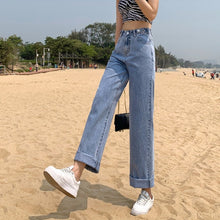 Load image into Gallery viewer, Women&#39;s Wide-Leg Jeans Summer 2021 New Spring And Autumn Small High Waist Slimming And Straight Loose Drooping Mop Pants Denim