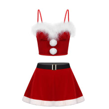 Load image into Gallery viewer, Women&#39;s Xmas Underwired Bra Crop Top with Miniskirt Sexy Christmas Costumes Sexy Santa Claus Costume Holidays Cosplay Costumes