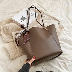 Women&#39;s casual bucket bag Solid leather women&#39;s bag Shoulder bag Fashion shopping bag 2-piece women&#39;s bag