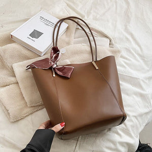 Women&#39;s casual bucket bag Solid leather women&#39;s bag Shoulder bag Fashion shopping bag 2-piece women&#39;s bag