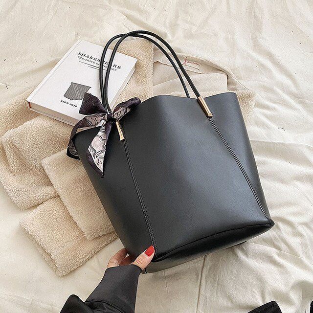 Women's casual bucket bag Solid leather women's bag Shoulder bag Fashion shopping bag 2-piece women's bag