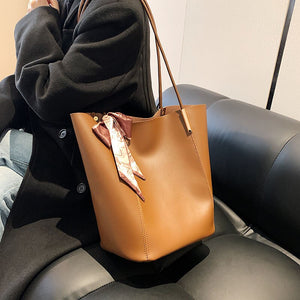 Women&#39;s casual bucket bag Solid leather women&#39;s bag Shoulder bag Fashion shopping bag 2-piece women&#39;s bag