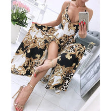 Load image into Gallery viewer, Women&#39;s leopard print V-neck sexy long dress for night party fashion slim dress
