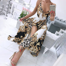 Load image into Gallery viewer, Women&#39;s leopard print V-neck sexy long dress for night party fashion slim dress