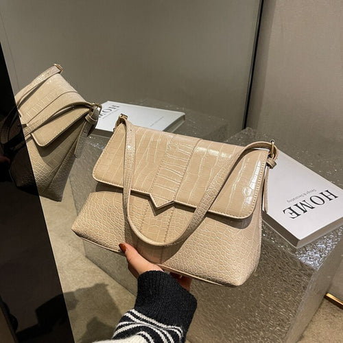 Women's new style shoulder bag stone grain messenger bag flip type women's bag zipper women's bag