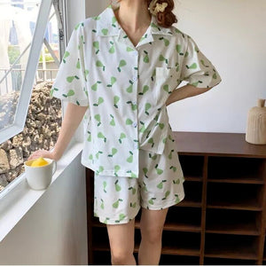 Women's pajamas suit women's summer style short sleeve shorts Xiaoli can wear two-piece leisure student home clothes