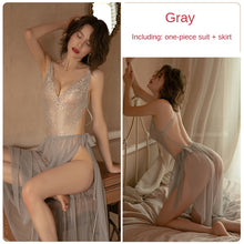 Load image into Gallery viewer, Women&#39;s sexy lingerie erotic mesh perspective hot jumpsuit lace-up veil nightdress femme slutty skirt adult  clothes see though